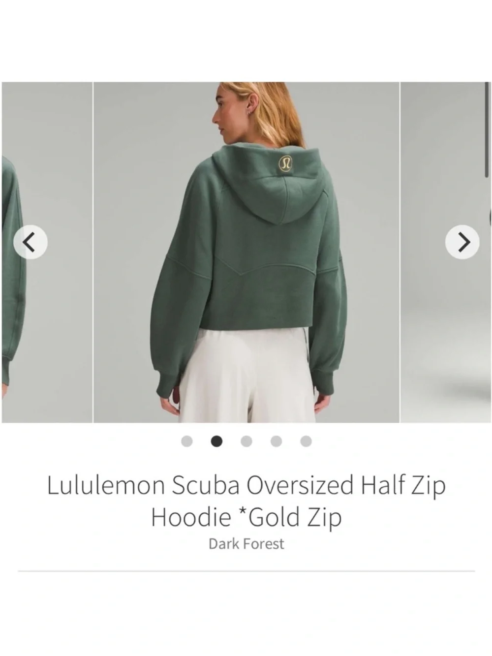 Lululemon Scuba Oversized Half Zip Hoodie Jacket *Gold Zip Dark Forest Sz M/L